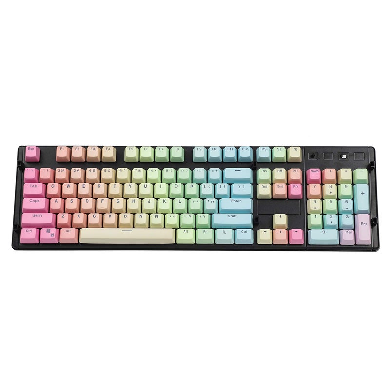 YMDK Double Shot 104 Dyed PBT Shine Through Keyset OEM Profile Keycap Set for Cherry MX Switches Mechanical Keyboard 104 87 61,Rainbow(Only Keycap) - Image 1